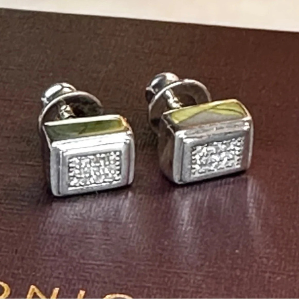 Monica Vinader Diamond and Sterling silver Stud Earrings‎ - New! - Picture 2 of 6